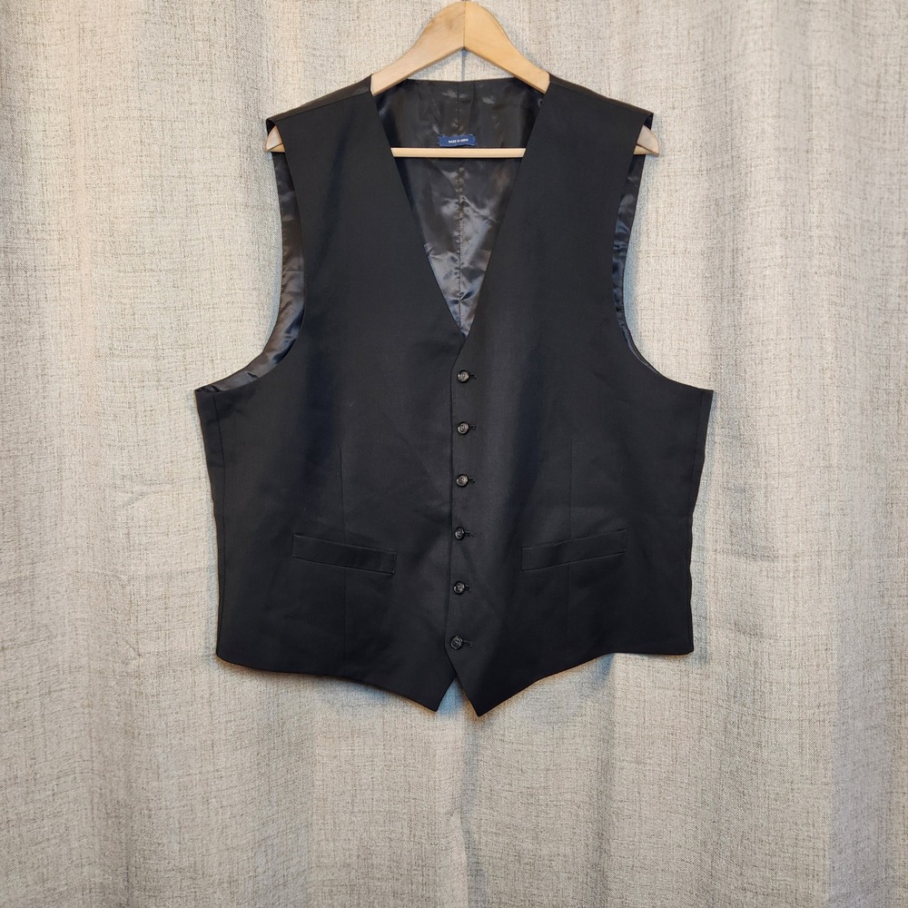 Stafford Travel Classic Fit‎ Vest Men's XL Wool Blend Adjustable Faux Pockets
